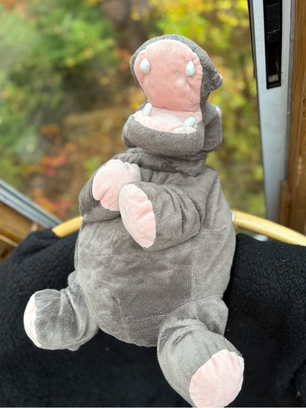 IKEA Sandlöpare Hippo Plush 22" Grey Stuffed Animal Soft Toy Open Mouth